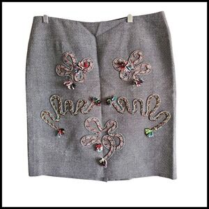 Carlisle Pencil Skirt Embellished Tweed‎ Career Wear Gray Size 14